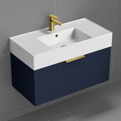 32 Inch Bathroom Vanity, Modern, Floating, Blue Nameeks DERIN525